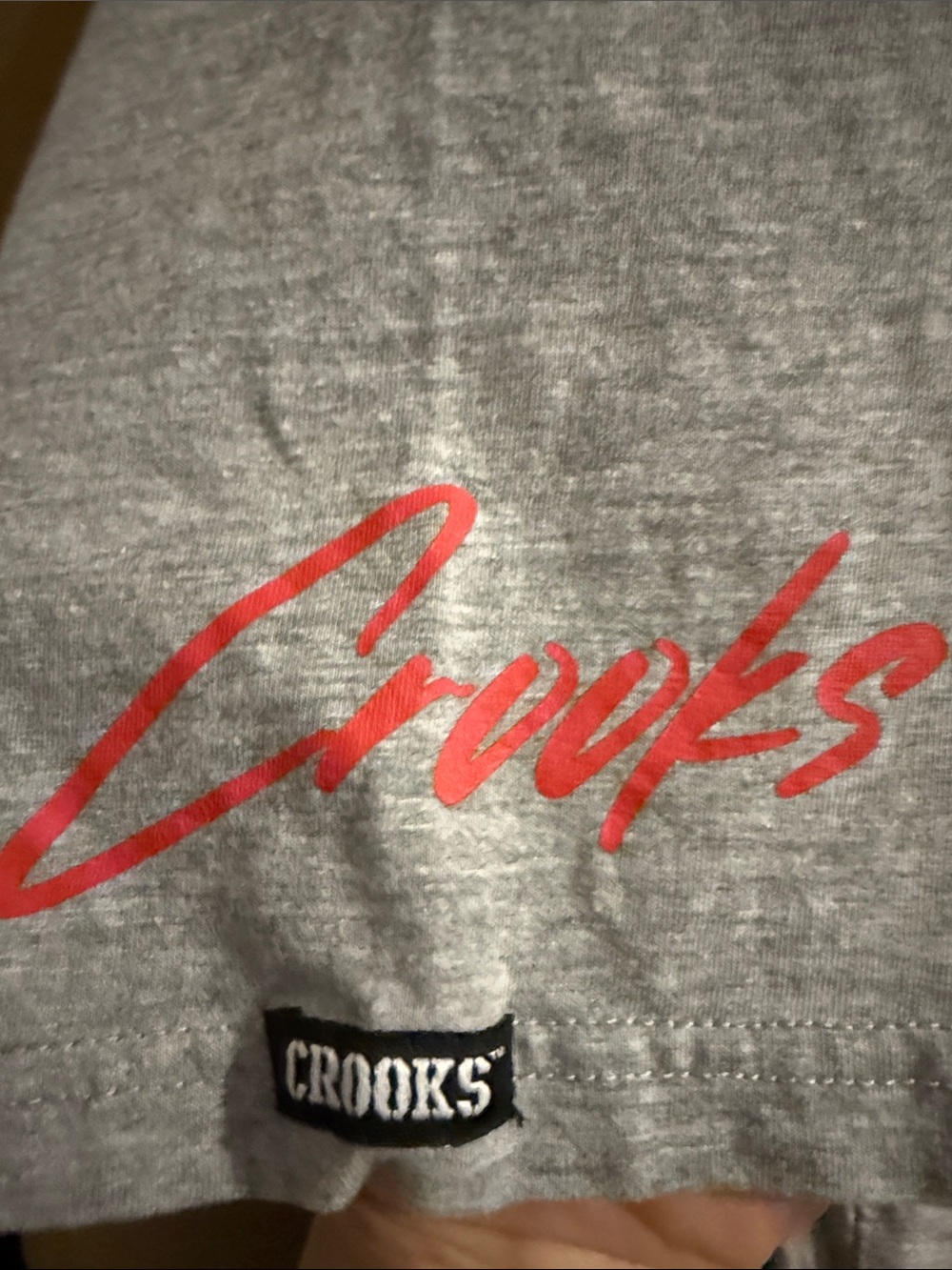 Vintage Y2K Crooks & Castles Gray Tee with Black Graphic and Red Script - Picture 3 of 5